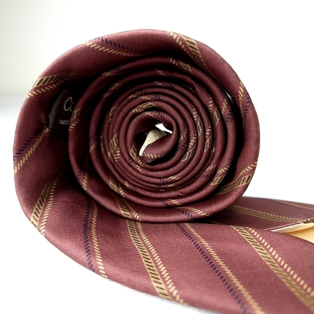 Calvin Klein Italian Silk Simple Striped Traditional Long Vintage Neck Tie - Picture 5 of 11